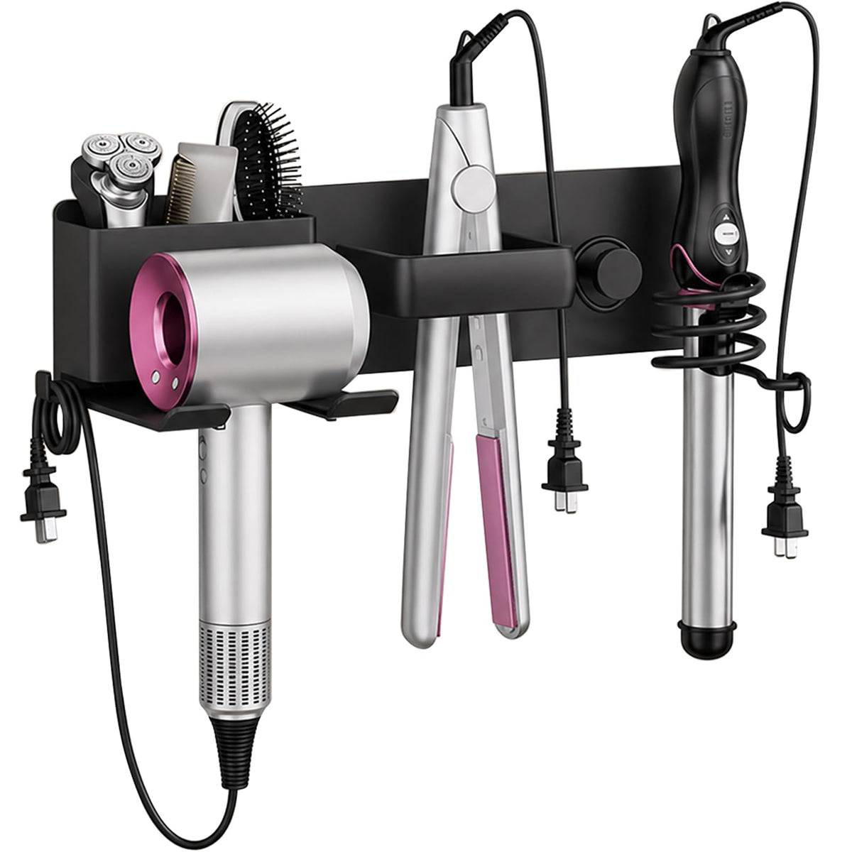 No-Drill Hair Dryer Holder Wall Mount with Storage | Home Organization - Image 1