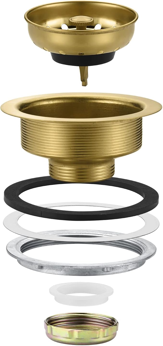 Luxier KS03-G 3-1/2 in. Drop-In Kitchen/Bar Sink Basket Strainer in Brushed Gold