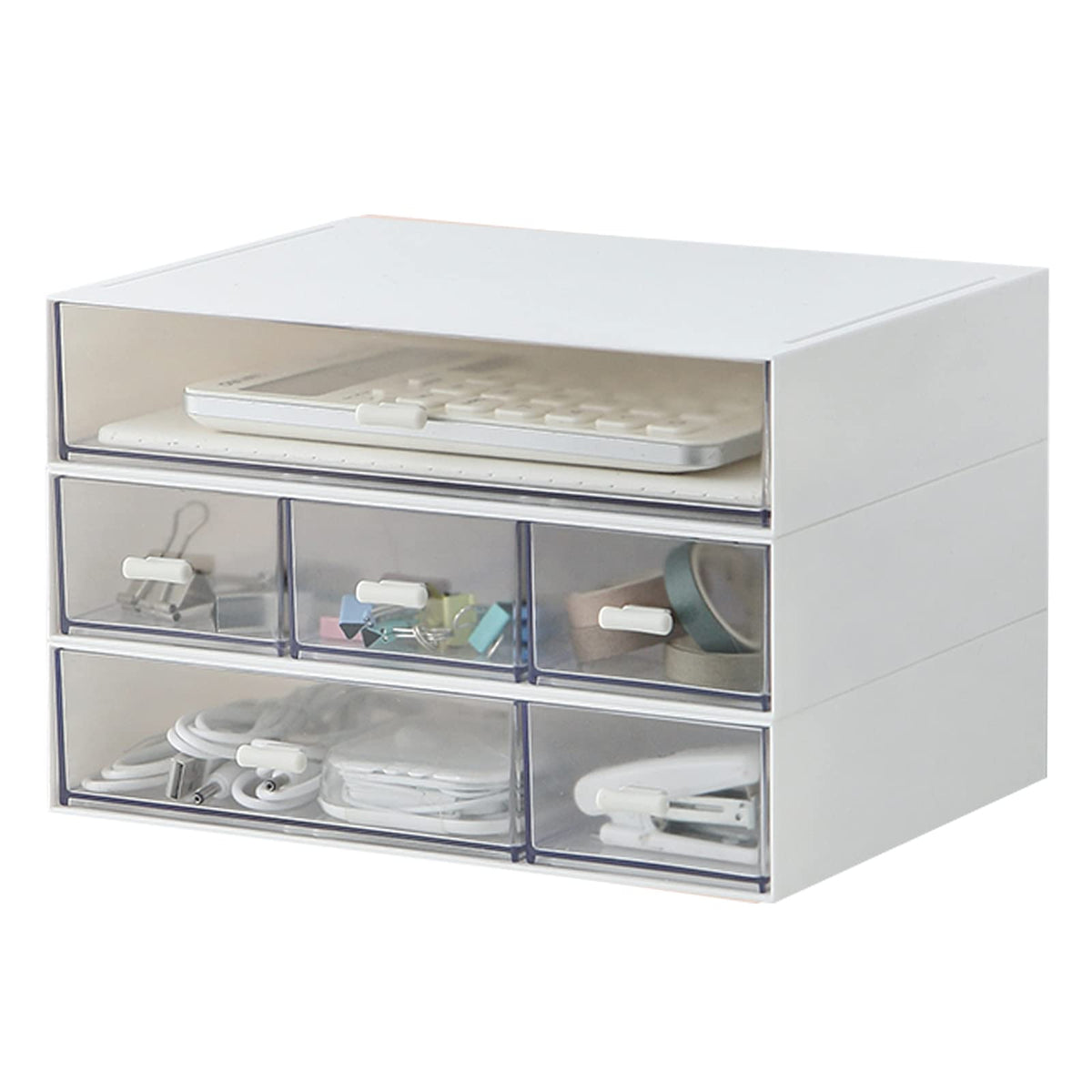 MILULUGO Desk Organizer with 6 Drawers, Makeup Organizer - Image 1