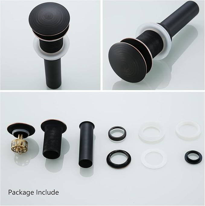 Bathroom Sink Drain Without Overflow Vessel Sink Drain Assembly,Lavatory Vanity Push Pop Up Drain Stopper Oil Rubbed Bronze,83606ORB.