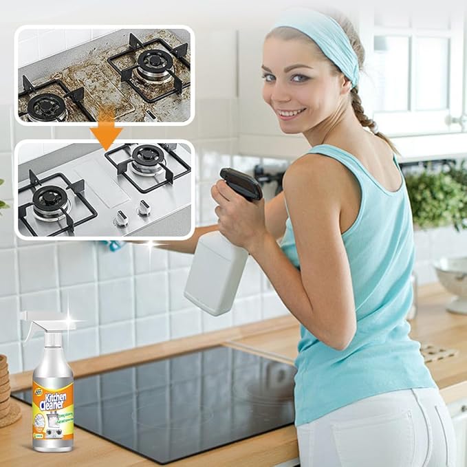 Kitchen Heavy Duty Cleaner Spray, 60ml Kitchen Foam Spray Cleaners, for Kitchens, Countertops, Range Hoods, Ovens (4)