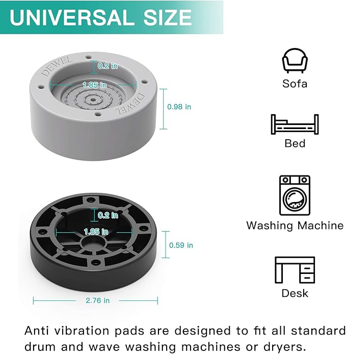 Anti Vibration Pads for Washing Machine,Noise Dampening Washing Machine Feet with Tank Tread Grip for Washer and Dryer,Protects Laundry Room Floor Non-Slip Mats Moisture Proof Mats(8 pcs)
