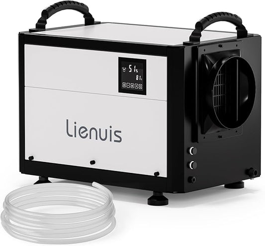 Crawl Space Dehumidifier with Drain Hose, Industry Water Damage Restoration, Auto Defrost, Memory Starting, Remote Control, CSA Listed, 110 Pints Commercial Dehumidifier for Warehouse Whole House