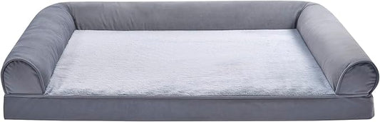 Amazon Basics Living Room Couch Dog Bed with Premium Foam, Pressure-Relief Support for Dogs up to 90lbs, Machine Washable Cover, Extra Large Sized (44" x 35"), Grey