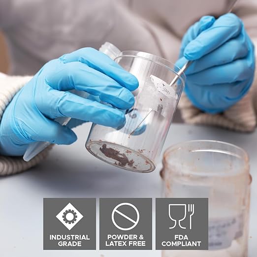 DuraSkin T2010W Nitrile Disposable Gloves, 3.5 Mil - Blue, X-Large | Powder-Free, Micro-Textured, Industrial Grade | for Janitorial, Cleaning, Manufacturing (Box of 100)