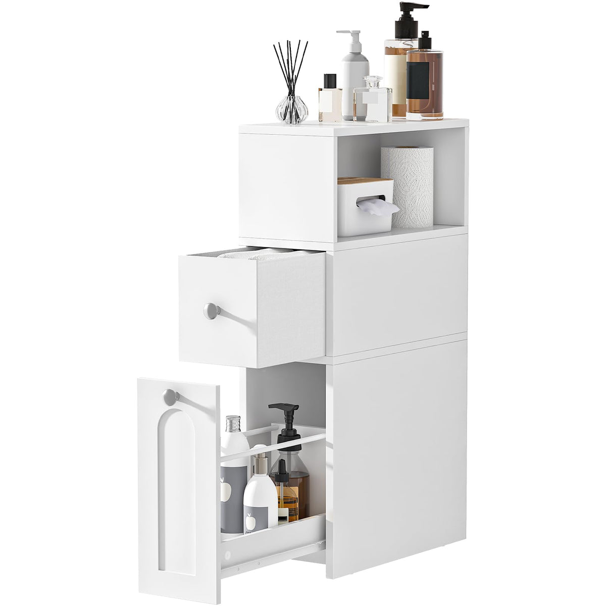 CHOEZON Slim Bathroom Storage Cabinet, with Slide Out Drawers - Image 1