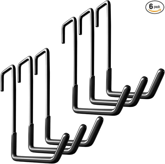 Rafter Hanger Hook Garage Bike Hooks Ladder Hanger Large S Hooks for Hanging,with Non Slip Coating,for Organizing Bulk Items,Ladders,Bikes,Ropes and More Equipment (6, Black)