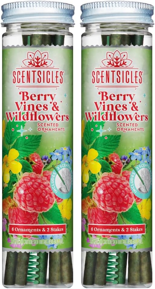 Scentsicles Berry Vines & Wildflowers Scented Sticks with 2 Scenter Stakes - 2 Bottles (12 Sticks Total)