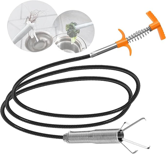 New Upgrade 35 inch Drain Snake Hair Drain Clog Remover Tool - Sink Drain Cleaner for Toilet Sewer Shower Kitchen Bathroom Tub Clogged Drains Opener Cleaning Tool, Flexible Grabber Claw Pick Up Tool