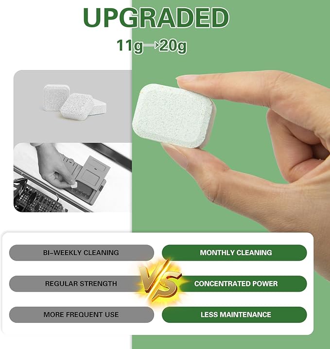 6-pack Dishwasher Cleaner and Deodorizer Tablet for Deep Cleaning all Machine Models,with Sink Drain Filter Basket, Removing Limescale, Odor, Hard Water Residue (Lemon-Scented)
