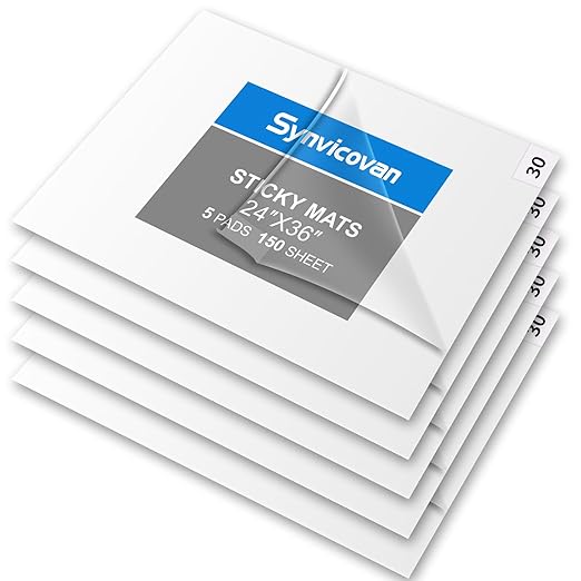 24" x 36" White Sticky Mat Tacky Pads Adhesive Floor Mat (5 Packs,150 Sheets,30 Sheets/Pack） for Cleanroom Laboratory Hospital Construction Pets Home and Gymnasium
