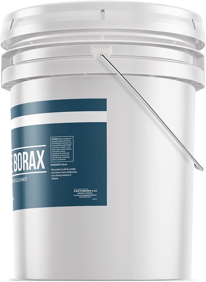 Earthborn Elements Borax Powder (5 Gallons), Multipurpose Cleaner & Detergent Booster, Resealable Tub