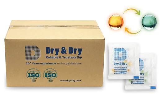 Dry & Dry 3 Gram [6000 Packets] Premium Orange Indicating Silica Gel Packets Desiccants - Food Safe Silica Packets Silica Gel Silica Gel Packets