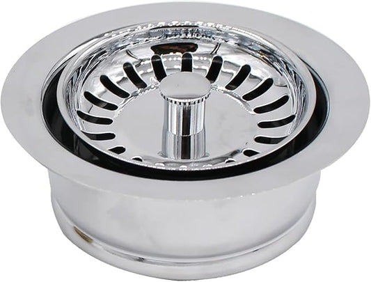 Westbrass D2089SEV-26 3-1/2" Kitchen Sink Waste Disposal Drain Flange and Basket Strainer, Polished Chrome