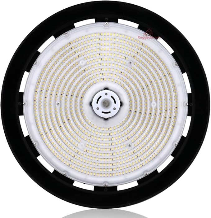 RuggedGrade 150W - Titan V HO Series LED High Bay UFO Light/M-Sensor - 56,000 Lumens - High Voltage 277-480V - 5000K Bright White - Wattage Selectable 150W/120W/100W - Outdoor Light - DLC 5.1 Premium
