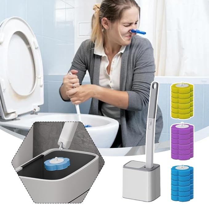 2026 New Disposable Toilet Brush, Toilet Cleaner Brush with 18 Replacement Heads & Holder, Automatic Lid Opening, No Need to Touch, for Cleaning & Hygienic Bathroom Toilets Shower Tiles Maintenance