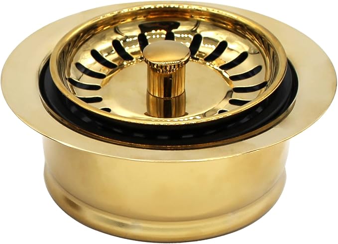 Westbrass D2089SEV-01 3-1/2" Kitchen Sink Waste Disposal Drain Flange and Basket Strainer, Polished Brass