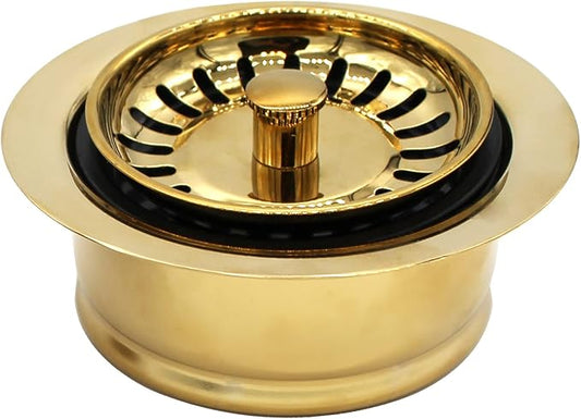 Westbrass D2089SEV-01 3-1/2" Kitchen Sink Waste Disposal Drain Flange and Basket Strainer, Polished Brass