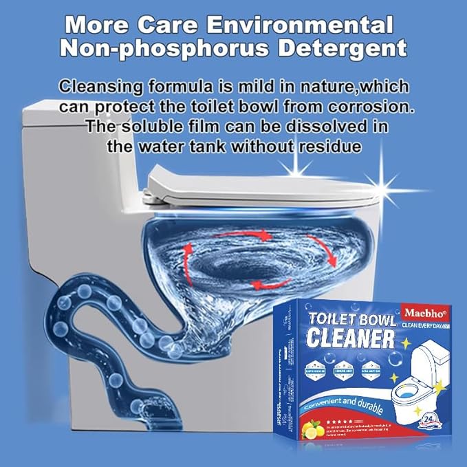 Toilet Bowl Cleaner Tablets, Bathroom Automatic Toilet Tank Cleaners, Smell Eliminator Heavy Duty Toilet Cleaning & Deodorizer, Safe for All Toilets, Septic Tanks & Pipes - 12 Tabs