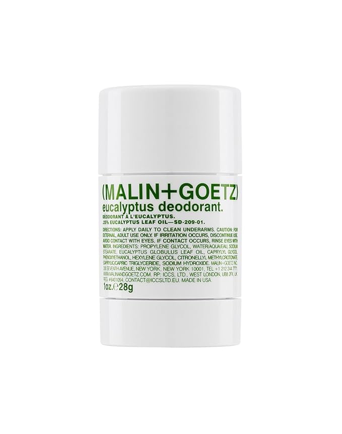 MALIN+GOETZ Eucalyptus Deodorant, 1 oz. - Men & Women's, Scented for All Skin Types, Natural Fragrance & Color, Aluminum Free Natural