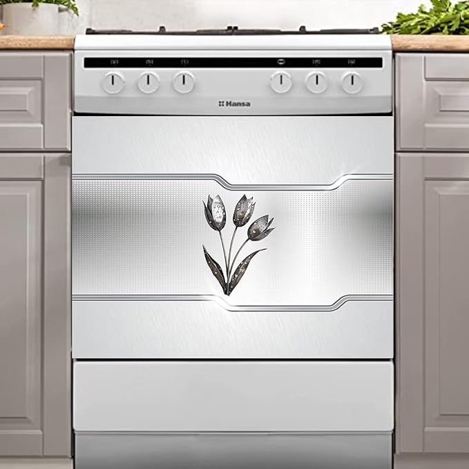 Silver Stainless Steel Effect Dishwasher Magnetic Cover Personalized Metal Flowers Universal Panel Decal for Refrigerator Magnet 23 x 17 Inch Home Kitchen Fridge Magnets