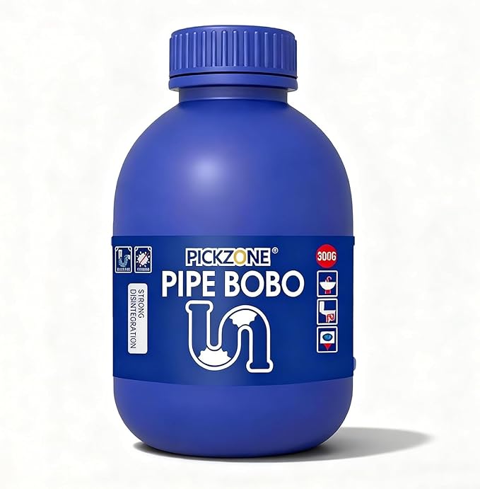 Pipe Bobo Drain Cleaner, 300g, Professional Strength Pipe Dredging Formula for Kitchen Sinks, Shower Drains, Tubs, Dissolves Blockages (1Pcs)