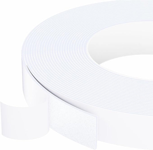 Foam Weather Stripping Door Seal,1 Inch W x 1/17 Inch T x 33 Feet White Window Sealing Tape，Single-Sided Self-Adhesive Insulation Sealing Strip