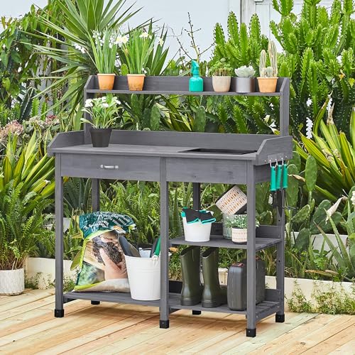 Yaheetech Potting Bench with Sink & Drawer, Outdoor - Image 3