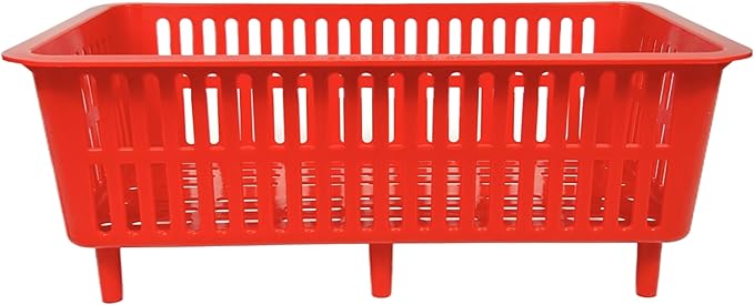 YDB Storage Plastic Drain Basket with Feet for Sorting Live Fresh Shellfish Oyster Abalone Scallop Geoduck Clams Mussels or Garden Harvest 4PCS(Red)