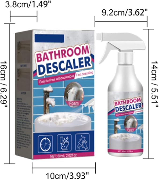 Bathroom Descaler Foam Cleaner, 2025 New Bathroom Descaler Cleaner, Stubborn Stains Cleaner, Limescale Cleaner, All Purpose Rinse Free Cleaning Spray for Bathtub, Sink, Toilet, Tiles (1Pcs)