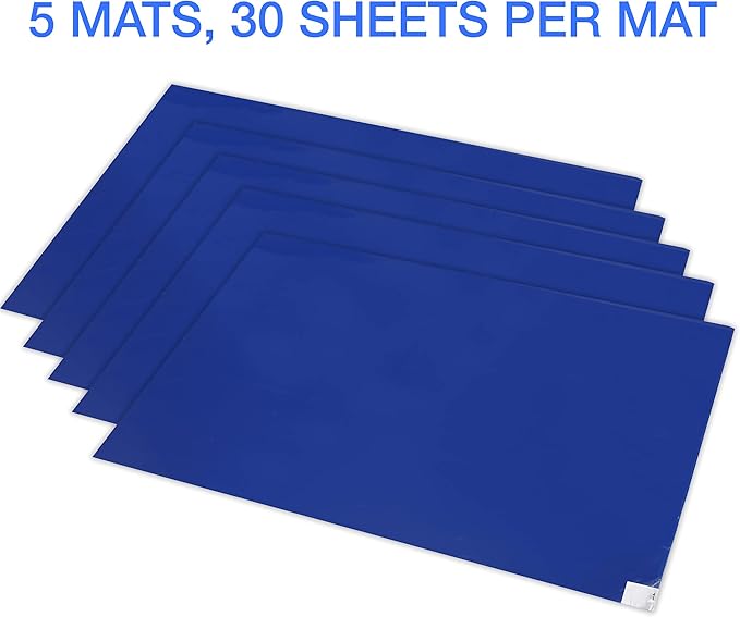 CALPALMY 150 Sheets 24" x 36" Adhesive Mats - Sticky Mat for Laboratories, Homes, Construction Sites, and More - Remove Dust and Dirt from Shoes and Equipment Wheels -Blue