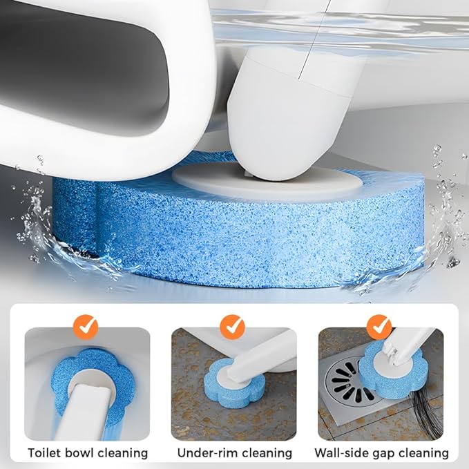 Disposable Toilet Cleaning System: Toilet Brush & Holder Kit with 18PCS Pre-Soaked Cleaner Wall-Mount Scrubbing Toilet Brush Bathroom Cleaning Kit (36-Pack Marine Brush Head)