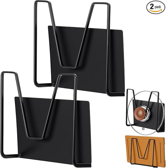2 Pack Magnetic Pot Lid Holder for Refrigerator, Magnetic Pot Lid Organizer Kitchen Pots Lids Holder Moveable Pots Lids Organizer Magnetics Shelf for Cutting Board, Baking Tray & Pan Covers-1.5KG load