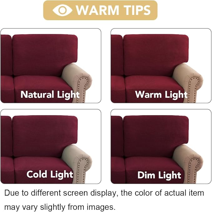 H.VERSAILTEX Multi-Pieces Sofa Covers Stretch Couch Covers Form Fitted Seats and Back Cushions Covers (2 Seat Covers Plus 2 Back Cusion Covers, Bonus 2 Armrest Covers), Burgundy