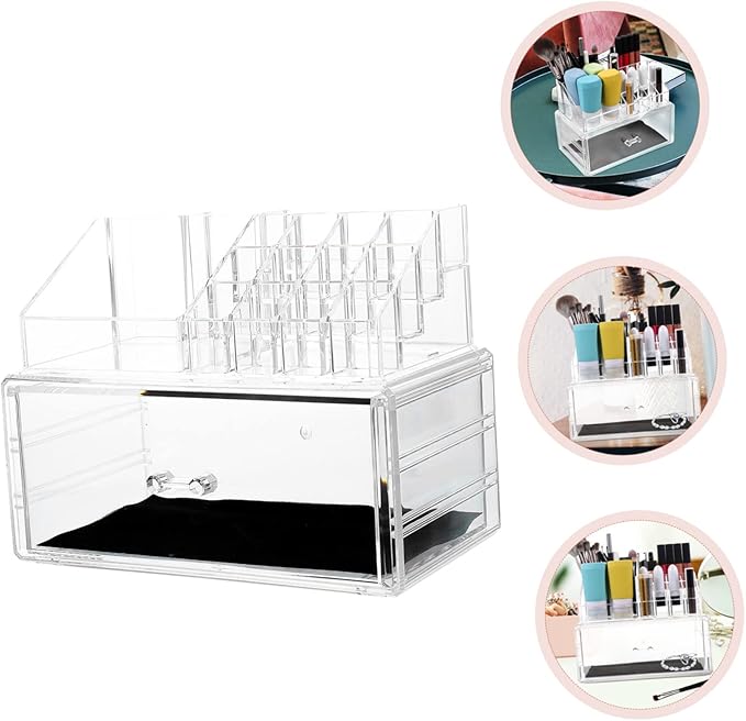 Angoily Makeup Storage Organizer Box Acrylic Case Organizer Cosmetic Storage Case Display Lipstick Foundation Organizer