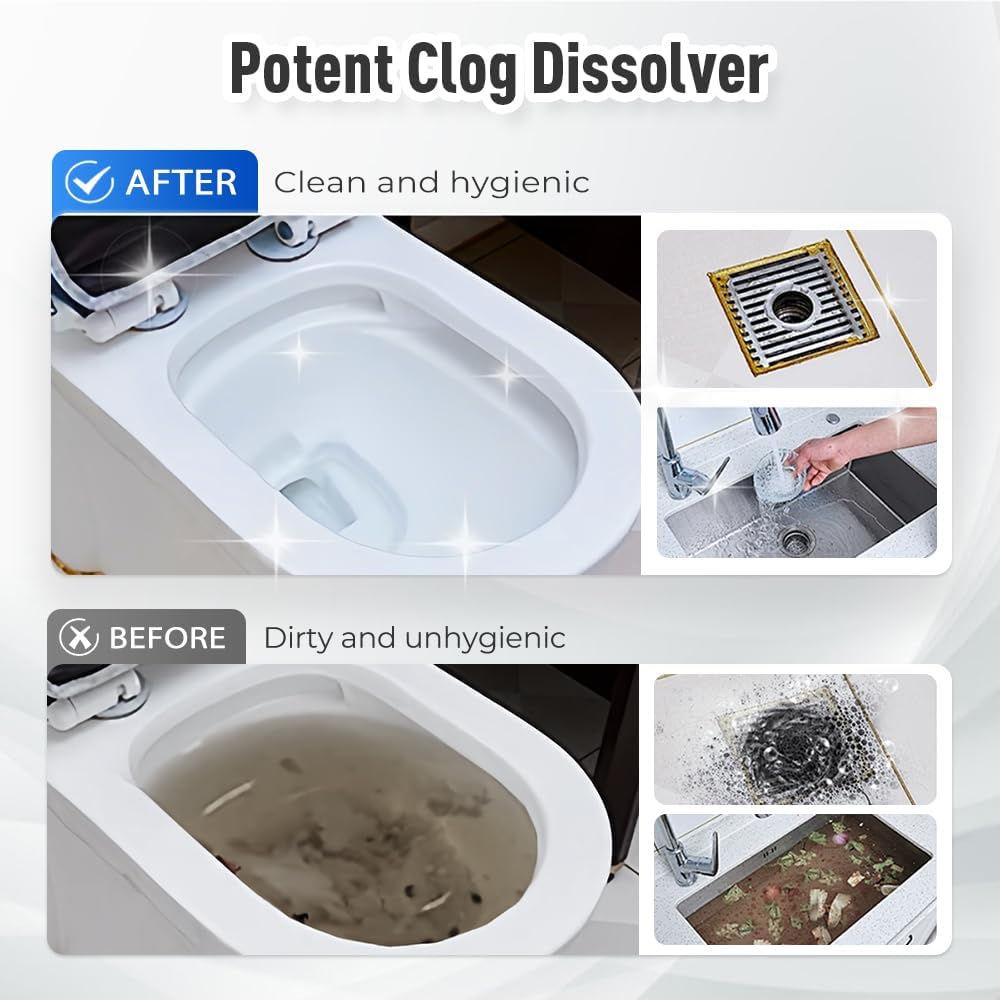 Powerful Drain Clog Remover – Unclogs Hair, Grease & Soap Scum Fast
