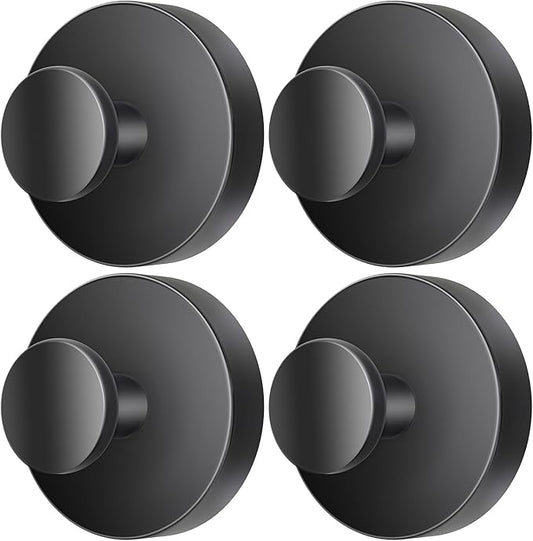 2026 Upgraded Drill-Free Suction Cup Hooks, Stainless Steel Suction Cup Hooks for Shower, Mirror, Wall, Bathroom, Glass, Hanging Towels - 4 Pack, Black