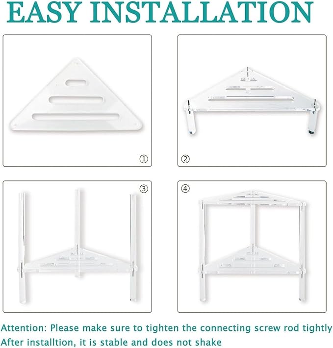 2 Tier Acrylic Corner Shower Caddy, Floor Standing Organizer with Easy Installation, Stylish and Versatile, Transparent Acrylic Material, Suitable for Humid Environment