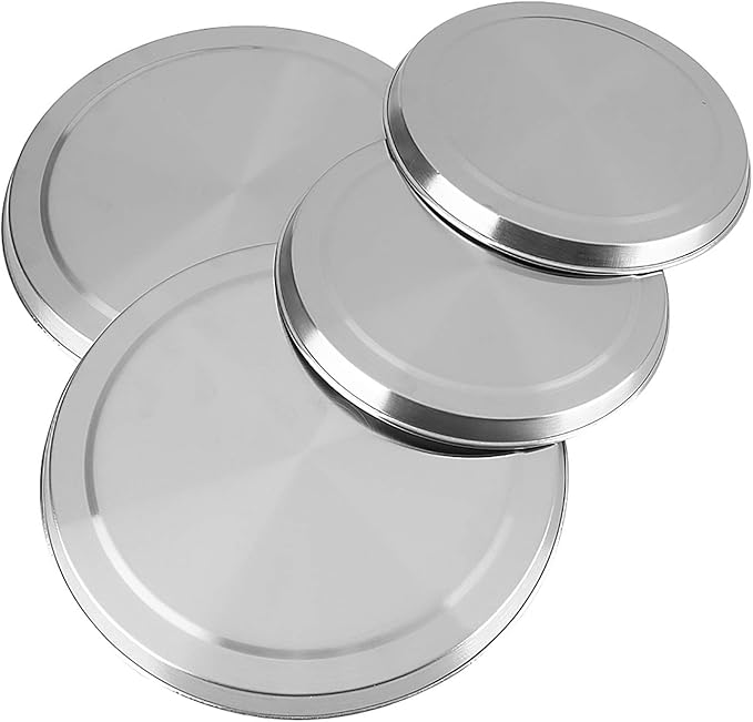 Stainless Steel Round Stove Burner Covers, 2PCS 8.07in and 2PCS 6.5in Round Gas Electric Range Top Covers for Extra Counter Space Heatproof and Decorative Kitchen Organizer
