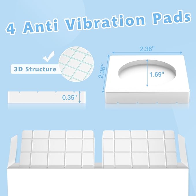 SEISSO Anti Vibration Pads, Anti Walk & Anti Shaking Washer Vibration Pads, Noise Reducing Anti Vibration Mat for Washing Machine with Strong Grip Washer and Dryer Rubber Foot Pads - 8PCS, White