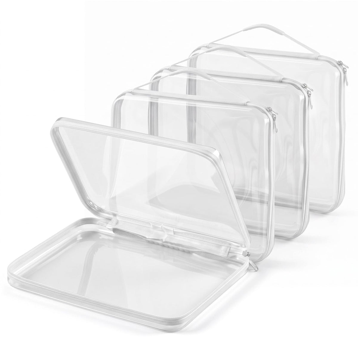 4-pack Extra Large Clear Board Game Storage Case with Handles - Image 1