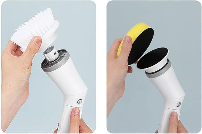 Rechargeable Brush with 6 Replaceable Brush Heads for Bathroom Electric Scrubber Cordless Power Scrubber