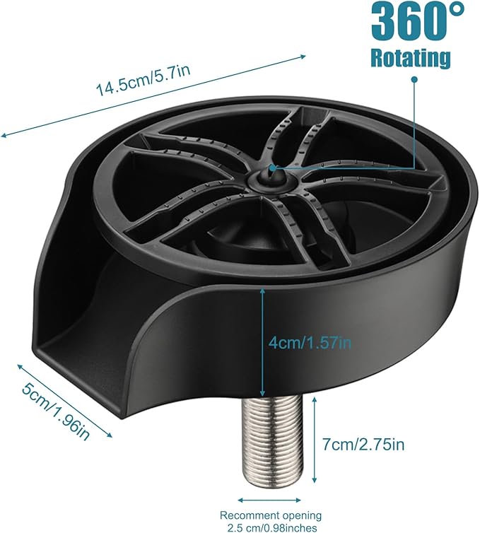 Glass Rinser for Kitchen Sink Glass Rinser with Pull-Out Spray High Pressure 360° Rotating Faucet Glass Rinser Cup Cleaner Bottle Washer for Bar Cafe Sink
