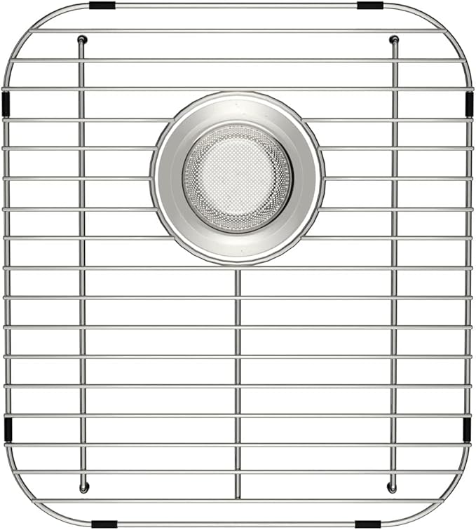 SANNO Kitchen Sink Grates Bottom Grid, Sink Bottom Grid for Kitchen, Metal Sink Grate with Rear Hole Stainless Steel Sink Protector Grid for Kitchen 13" L x 11.6" W