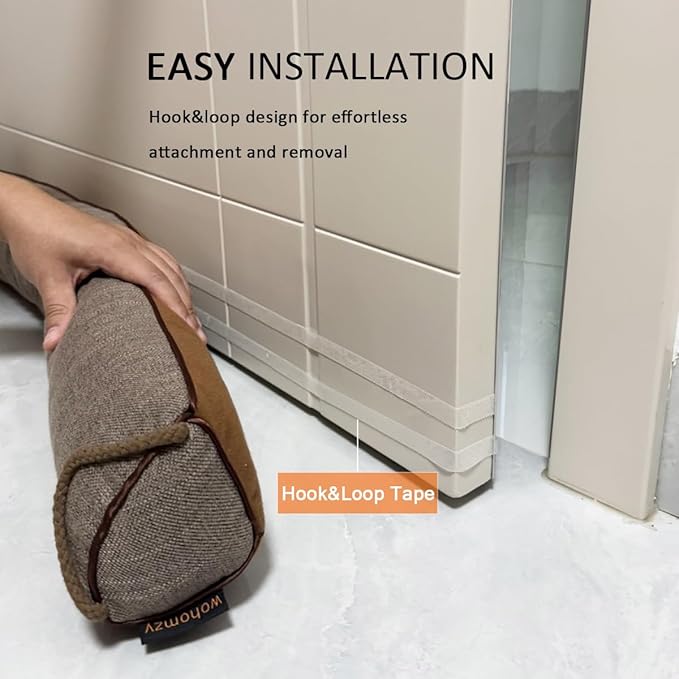 32 Inch Under Door Draft Stopper, Blocks Hot Cold Air Wind from Door and Window Bottom,Weather Seal, Reduce Noise Light,Triangular, Coffee