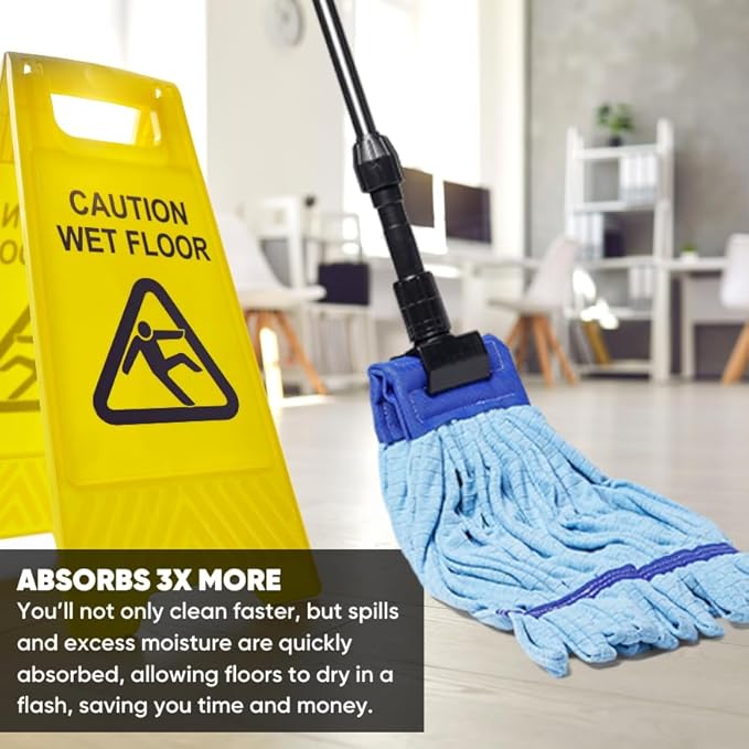 Commercial Mop Head Replacement - 2 Pack Large Yellow Microfiber Tube Mop | Industrial Wet Mops | Washable Refill, Reusable, Heavy Duty, Looped End Mopheads | Hardwood, Concrete