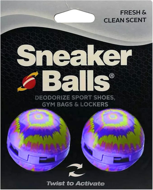 Sneaker Balls Odor-Fighting Shoe Fresheners, Eliminates Unpleasant Smells, Perfect For Sneakers, Gym Bags, Gear Bags, Drawers, Lockers, And More!, Radial Tie Dye, 2 Pack