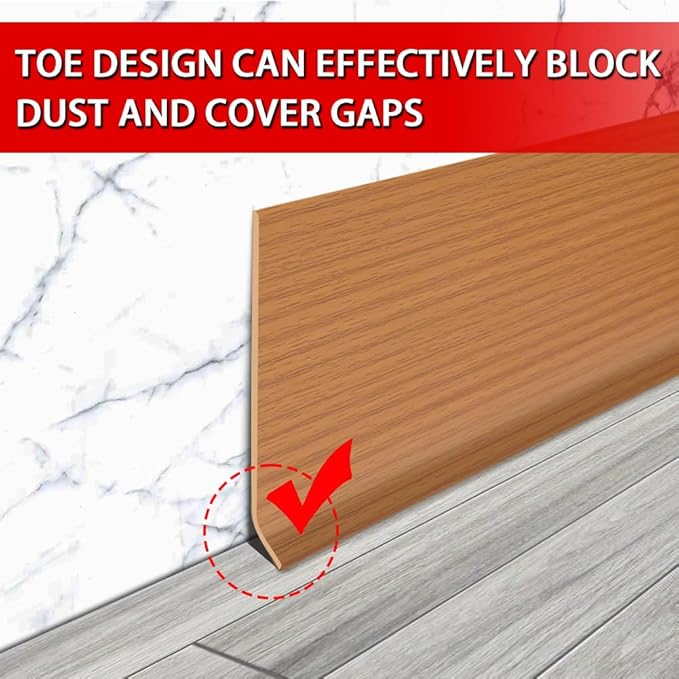 Vinyl Wall Base Baseboard Molding Trim 4" Flexible Self Adhesive Rubber Wall Base Moulding Trim Peel and Stick Design, 4 Inch x 20 Feet, Yellow Wood Grain