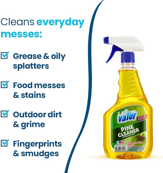 Valor Pine All-Purpose Cleaner with Trigger Sprayer, 32 fl oz – Multi-Surface Household Cleaner, Powerful Degreaser, Biodegradable, Fresh Pine Scent, Kitchen & Bathroom Use (32 Fl Oz (Pack of 3))