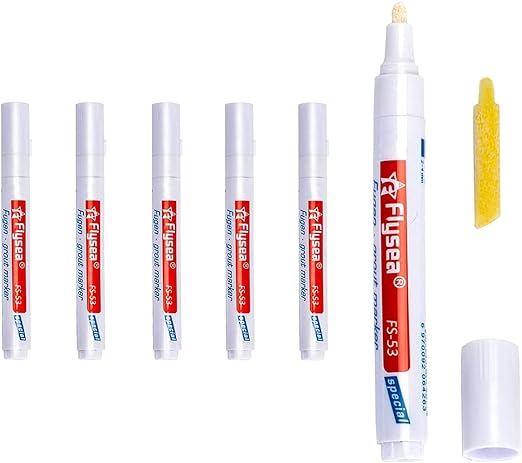 5 Pieces Grout Tile Pen Repair Pen,Renew Tile Lines, Restoring Tile Wall Floor Bathrooms and Kitchen(White)